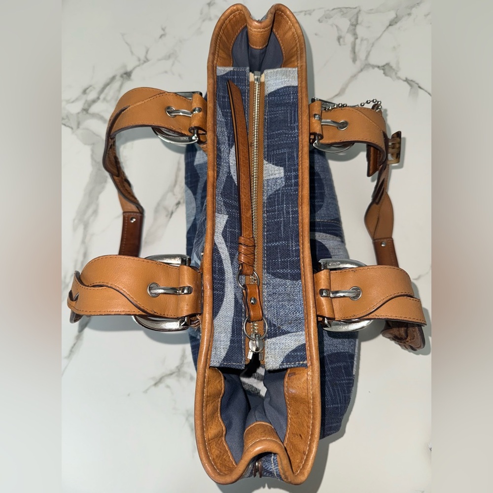 Coach Denim Signature Mini Tote Shoulder Bag #F12195 Rare Vintage - Picture 3 of 17